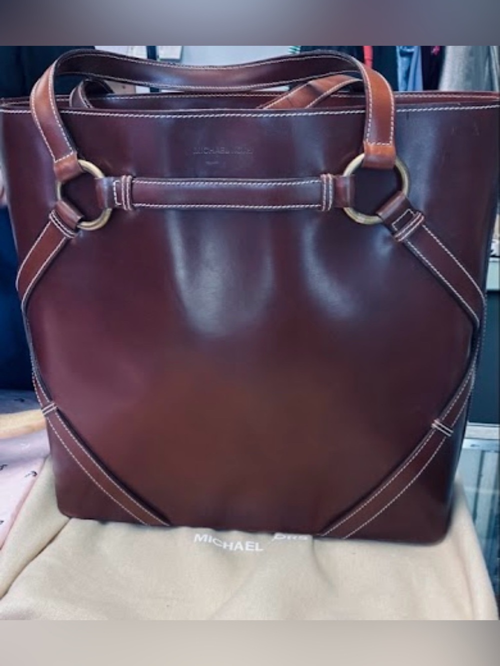 Archival Michael Kors Collection Vintage Made in France Leather Ring Tote Sardi